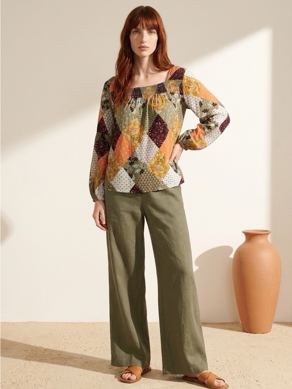 NWT Blue Rose of Kentucky Boho Patchwork Blouse – Size M